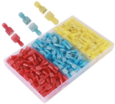 Complete Crimp Terminal Kit met 200 Stuks Kabelconnectoren, Assortiment voor AWG 22-16, 16-14, 12-10, Spade Connectoren en Snelle Aansluitingen voor Elektrische Projecten