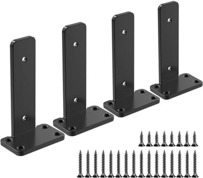 Zwarte zware ijzeren zwevende plankbeugels - Industriële wandmontage ondersteuning - 4-pack