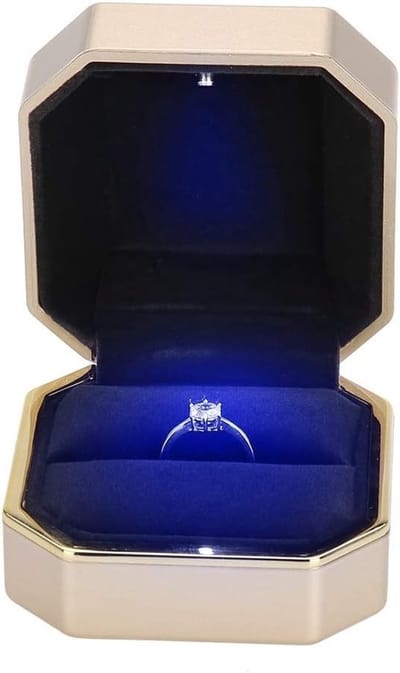 Elegante Ringdoos met Interne LED Verlichting voor Trouwringen, Verlovingsringen en Sieradenopslag, Perfect voor Huwelijk en Valentijnsdag