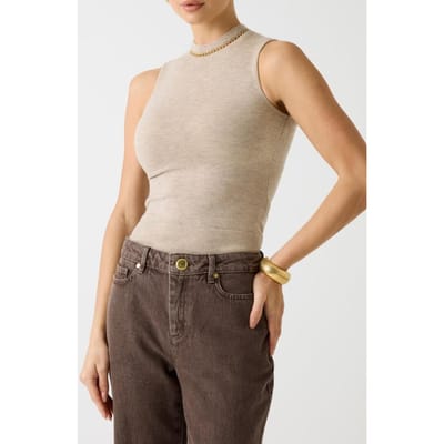 GUESS Abel Cn Sl Top Chain Velvet Taupe Multi Taglia: XS | Maglioni a maglia Outlet | Donna | Nero