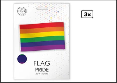 3x Luxe vlag Regenboog 150cm x 90cm - vlag verpakt in luxe verpakking - Landen festival thema feest pride fun verjaardag
