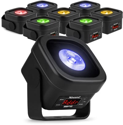 BeamZ BBP12 mini accu uplight set - 8x IP65 waterdichte uplights - Met 12W RGBAL LED’s - WDMX