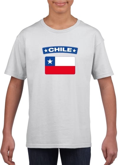 Chili t-shirt met Chileense vlag wit kinderen 110/116