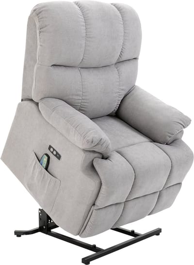 HOMCOM Massagestoel met warmtefunctie relaxstoel afstandsbediening USB korte pluche crème 700-119V01