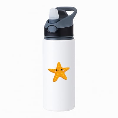 Hacebo® - zeester waterfles met rietje zwart - Vis - Dieren liefhebbers - Zeedieren - zeesterren - water fles - 650ML
