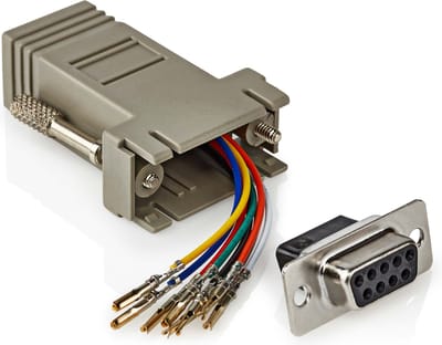 Jumper Box adapter - D-SUB 9-polig female - RJ45 female - Seriële Adapter - Ivoor - Allteq