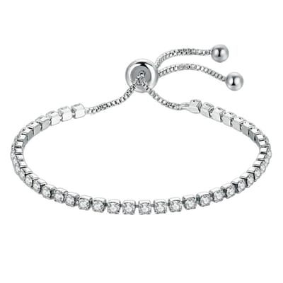 Fako Bijoux® - Dames Armband Zirkonia Transparant - 2.5mm - Verstelbaar - Cadeau - Verjaardag - Vrouw - Zilverkleurig