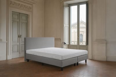 Boxspring Vendita vlak 70x190 cm Luxe Pocketvering Stof grijs Gratis 2x Hoofdkussens