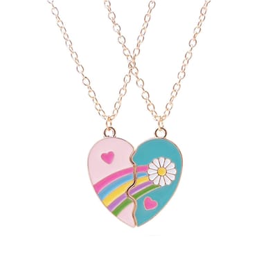 Best Friends Ketting - Hartje | 2-delig | 45 + 5 cm | Bijoux/Messing | Fashion Favorite