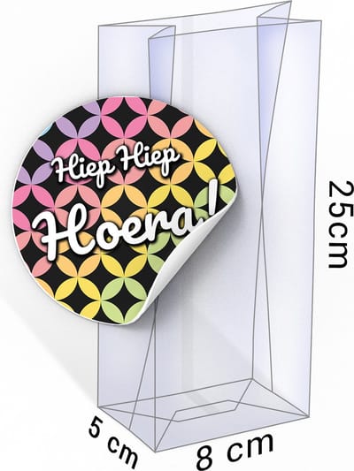 20x Uitdeelzakjes + Glitter Disco Stickers - 80 x 50 x 250mm | Blokbodemzakjes transparant | Plastic Zakjes | Cellofaanzakjes | Uitdeelzakjes transparant | Uitdeelzakjes kinderfeestje | Cadeauzakjes | Inpakzakjes | Traktatie zakjes