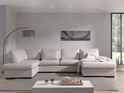 Hoekbank wooneiland Santiago - Beige Waterafstotend stof - Luxueus Landelijk Hoeksalon - Wooneiland afneembare hoezen
