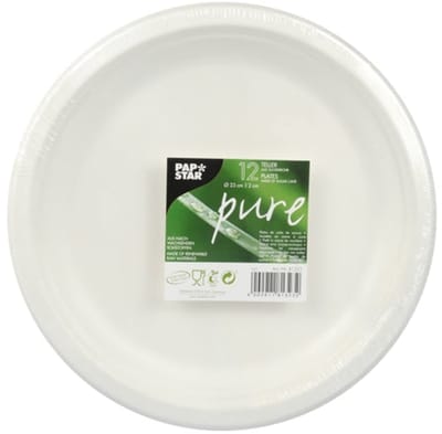 12 Borden suikerriet "pure" dia 23cm wit