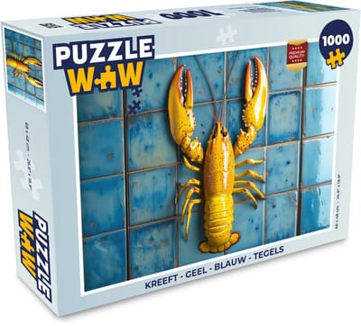 Puzzel Kreeft - Geel - Blauw - Tegels - Legpuzzel - Puzzel 1000 stukjes volwassenen
