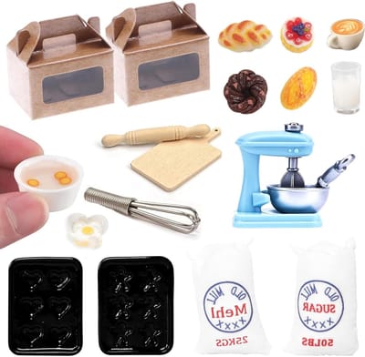 Miniatuur Bakset - Kabouter Accessoires - Poppenhuis Decoratie - Levendige Details - Schaal 1:12 - Multicolor