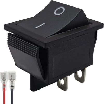 ProRide Wipschakelaar ON-OFF KCD4-202 - met Aansluitkabel - 2 Polig - 250V/16A - 30x22mm - Zwart zonder lampje
