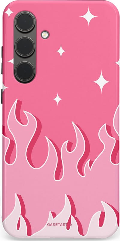 Casetastic Hoesje Geschikt voor Samsung S24 Plus - Stijlvolle Beschermende Duo-layer Case - Roze Vlammen