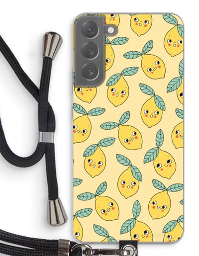 Case Company® - Hoesje met koord geschikt voor Samsung Galaxy S22 Plus hoesje met Koord - Citroenen - Telefoonhoesje met Zwart Koord - Bescherming aan alle Kanten en Over de Schermrand