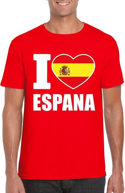 Rood I love Espana supporter shirt heren - Spanje t-shirt heren S