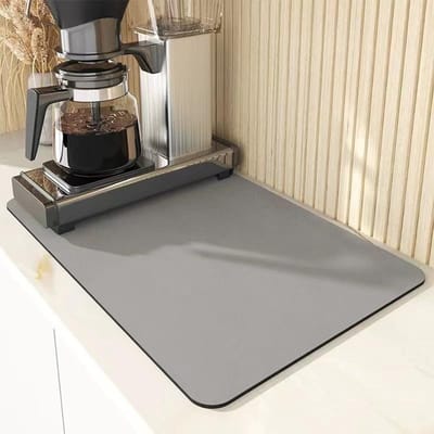 Antislip Hittebestendige Koffiemat Voor Aanrecht Waterdichte Keukenmat Voor KoffiezetapparaatBarKnoeibestendige Aanrechtbeschermer (Light gray,30x40cm) lichtgrijze kleur