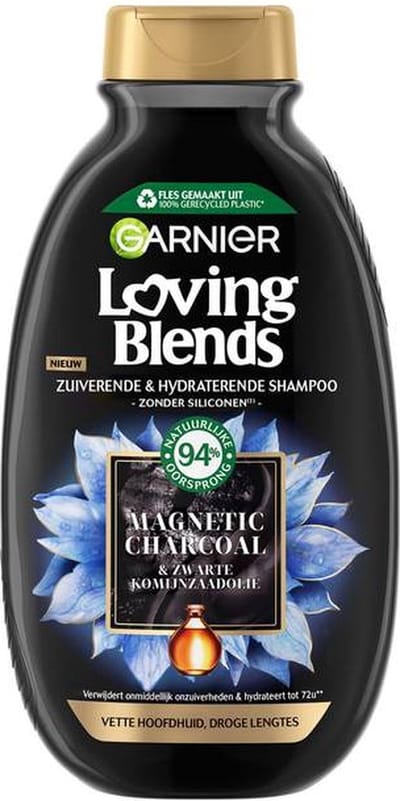 Garnier Loving Blends - Shampoo - Magnetic Charcoal - Vette hoofdhuid & droge lengtes - 300 ml