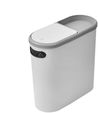 Prullenbak - Afvalemmer Vuilnisbak - Dagelijks Afvalbeheer - Drukdeksel Mechanisme - 10 Liter Inhoud - Wit
