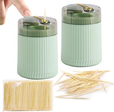 Automatische Pop-Up Tandenstoker Dispenser met Deksel, Lichtgewicht en Luxe Ontwerp, Set van 2, Ideaal voor Thuis en Op Reis