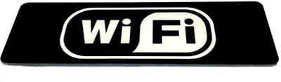 Deurbordje met logo Wifi - 150 x 50 mm (incl. dubbelzijdige tape) - zwart / wit | Geborstelde RVS-look toplaag | Gratis Verzending