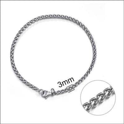 Aramat Jewels | Armbanden | Zilverkleurige Vossenstaart Armband RVS | | | |3mm | Staal | Volwassenen | Verkleurd niet
