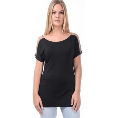 Outer Vision T-shirt - Llagostera top - S tot L - voor Vrouwen - zwart