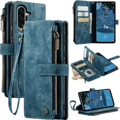 Caseme Samsung Galaxy A56 Vintage Wallet Hoesje Blauw