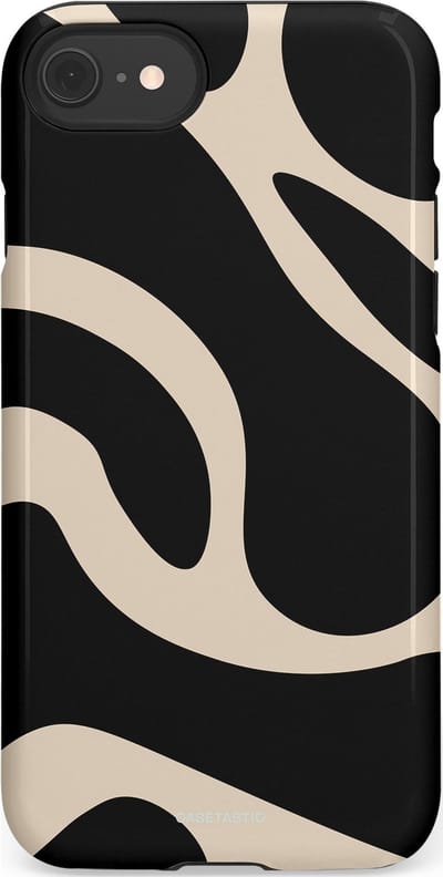 Casetastic hoesje geschikt voor Apple iPhone SE / Apple iPhone 7 / Apple iPhone 8 - Dubbellaagse bescherming - Zwart Zand Organische Golven - Fashion Case - Zwart Zand