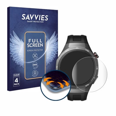 Savvies - Screenprotector voor Huawei Watch GT 5 Pro (46 mm) - Folie Beschermfolie transparant volledig dekking 4 Stuks