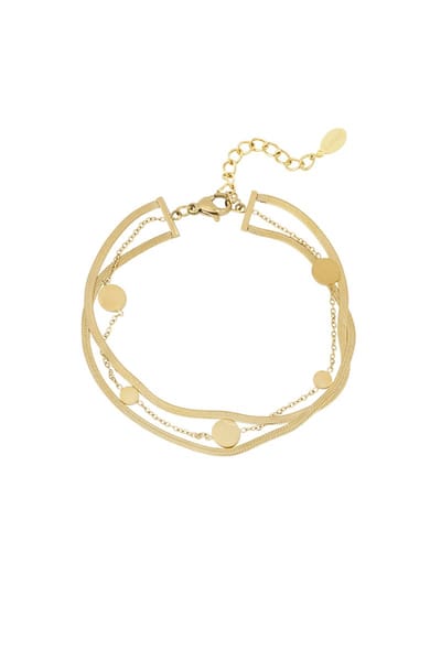 Layered 3 Laags Armband - Goudkleurig - Stainless Steel - Kleurvast - Cadeau armband
