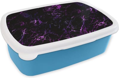 Broodtrommel Blauw - Lunchbox - Brooddoos - Heelal - Marmer - Paars - Patronen - 18x12x6 cm - Kinderen - Jongen