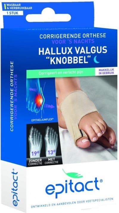 Epitact Hallux Valgus Nachtorthese - Maat S (36/38) - Thermovormbaar - Corrigerend en Pijnverlichtend - 1 Stuk