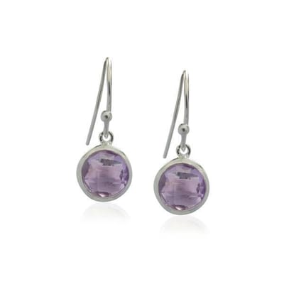 SilverGems rond facet geslepen zilveren oorhangers met Amethist edelstenen.