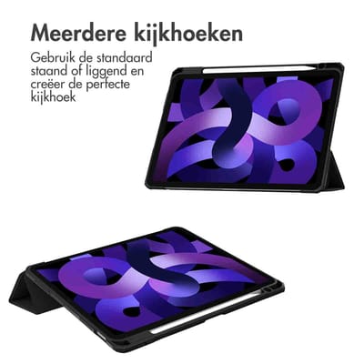 imoshion Tablet Hoes - Geschikt voor Apple iPad Air 11 inch (2024 M2 / 2025 M3) / Air 4 (2020) / Air 5 (2022) - Trifold Hardcase Bookcase - Zwart