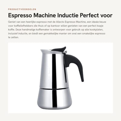Dailygoods- Espressomachine 450 ml - Roestvrij Staal - Koffiezetapparaat voor Thuis - Campingkoffiekoker - Geschikt voor Gas/Electric/Inductie - Eenvoudige Bediening