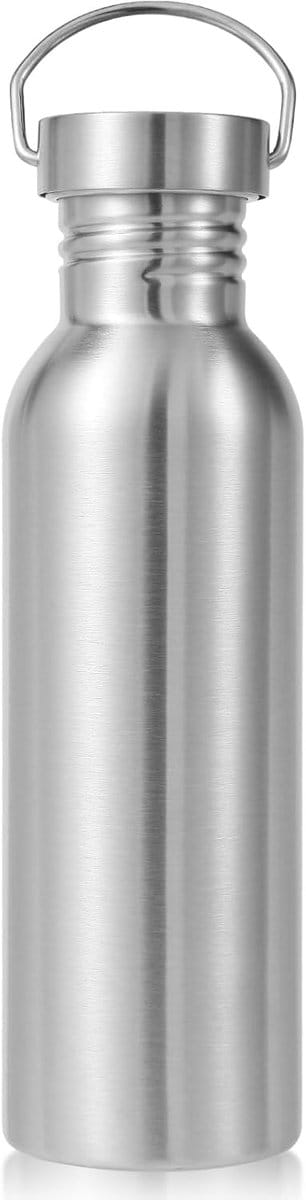 780 ml roestvrijstalen enkelwandige waterfles met handvat, vaatwasmachinebestendig, geen plastic 18/8 304 metalen waterflessen voor kamperen, wandelaars, fietsers met brede mond, gemakkelijk