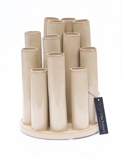 Vaas - Villa Pottery - Woondecoratie - Decoratie - Porselein - Waterdicht - Twist & Tube 2 Cream Round