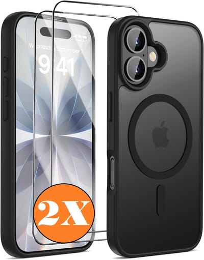 Ntech Hoesje magsafe Geschikt voor iPhone 17 Hoesje – Hybrid Bumper hoesje Mat Zwart - Met iPhone 17 scrennprotector