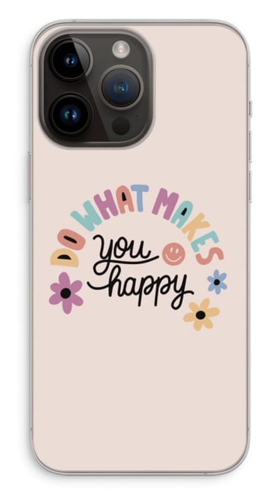 Case Company® - Hoesje geschikt voor iPhone 14 Pro Max hoesje - Happy days - Soft Cover Telefoonhoesje - Bescherming aan alle Kanten en Schermrand