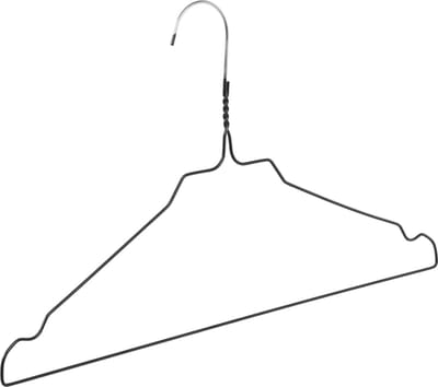 De Kledinghanger Gigant - Draadhanger - Stomerijhanger - Volwassenen - 404-24 - 100 Stuks - metaal - Zwart - Rokinkepingen - 41 cm - Ø 2,4 mm - Kledinghanger - Kleerhanger (404_24_00/100)