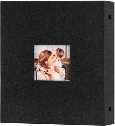 Fotoalbum 13 x 18 cm voor 200 foto's, linnen, geschikt voor liggend formaat, zwart en duurzaam