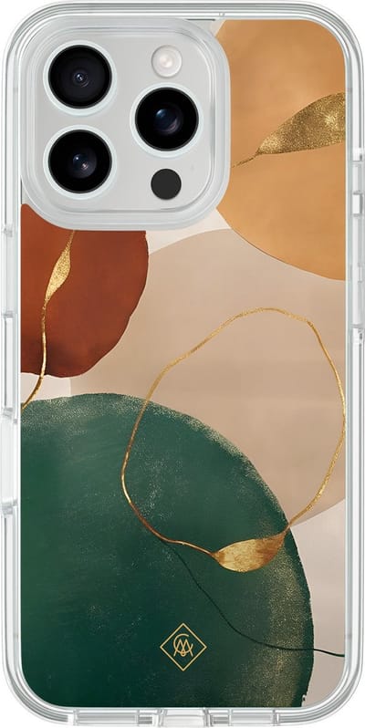 Casimoda® hoesje - Geschikt voor iPhone 16 Pro Max - Earthy Luxe - 2-in-1 case - Schokbestendig - Geometrisch patroon - Verhoogde randen - Multi, Transparant
