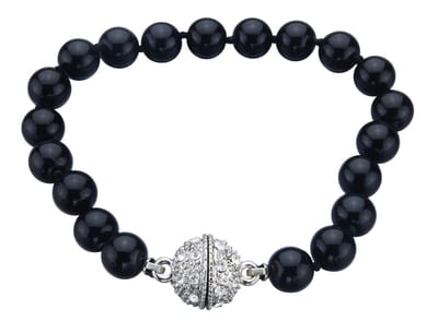 Behave - handgeknoopte parelarmband - zwart - avondlook chic