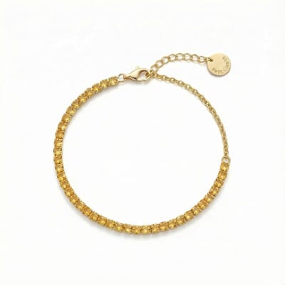 Petit Comité - Armband Dames Goudkleurig Tennis Bracelet - Geboortesteen November Citrien - 925 Sterling Zilver - 18k Gold Plated