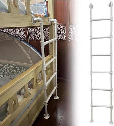 Stapelbed ladder - Zoldertrap wandmontage - Veilige toegang - Antislip treden - 1.2 tot 2.4m - Wit
