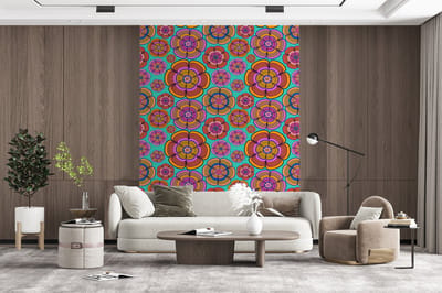 Behang - Fotobehang Design - Flower Power - Kleuren - Breedte 165 cm x hoogte 220 cm