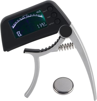 Gitaar Capo Tuner - 2-in-1 Clamp Holder - Muziek Maken - Geluidsbestendig - 11 x 10 x 2 cm - Zilver